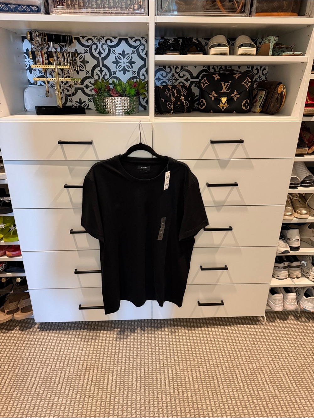Alfani Black Short Sleeve Crew Neck Tee